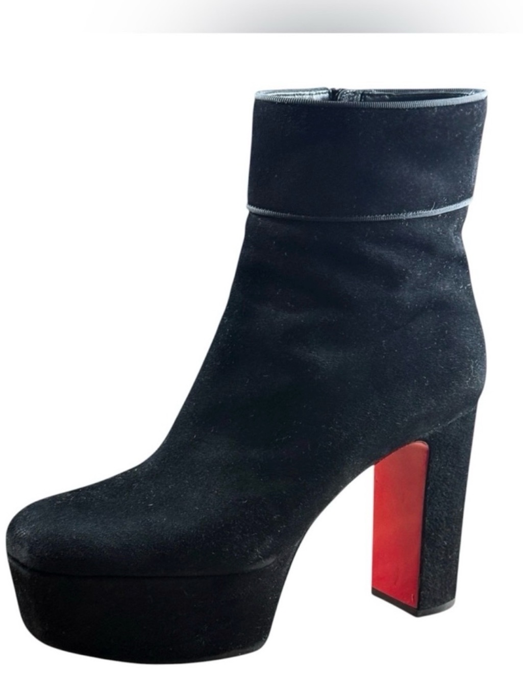 Christian Louboutin Black Suede Platform Ankle Boots Size 37